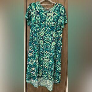 LULAROE Womens Short Sleeve Round Neck High-low Dress Size S
